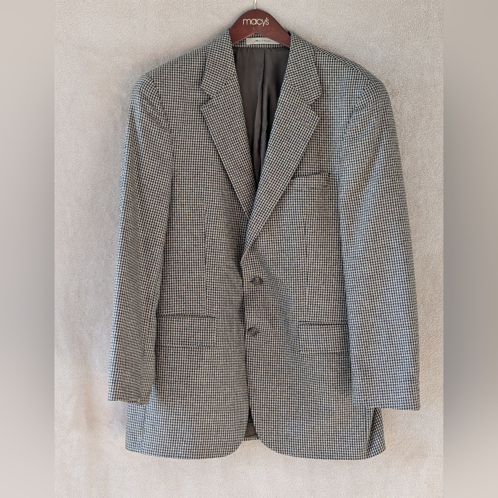 Ralph Lauren Houndstooth Black White Blazer Size 42T